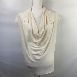 MICHAEL KORS DESIGNER - cream cap sl crepe blouse with drape front